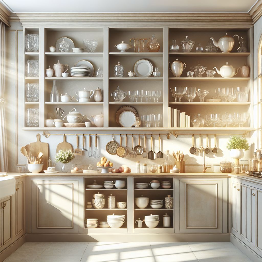  elegant open shelves in a bright kitchen